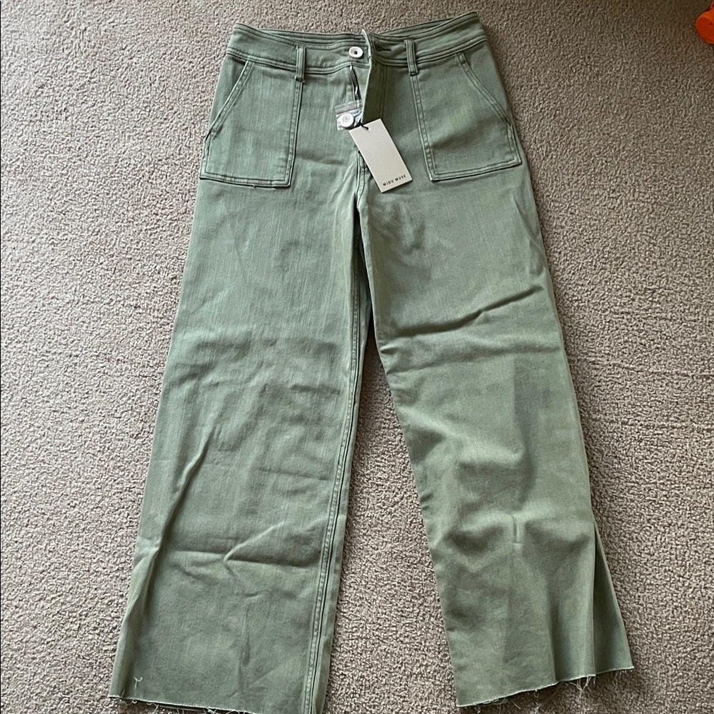 Wide Leg Utility Pants in Sage Green